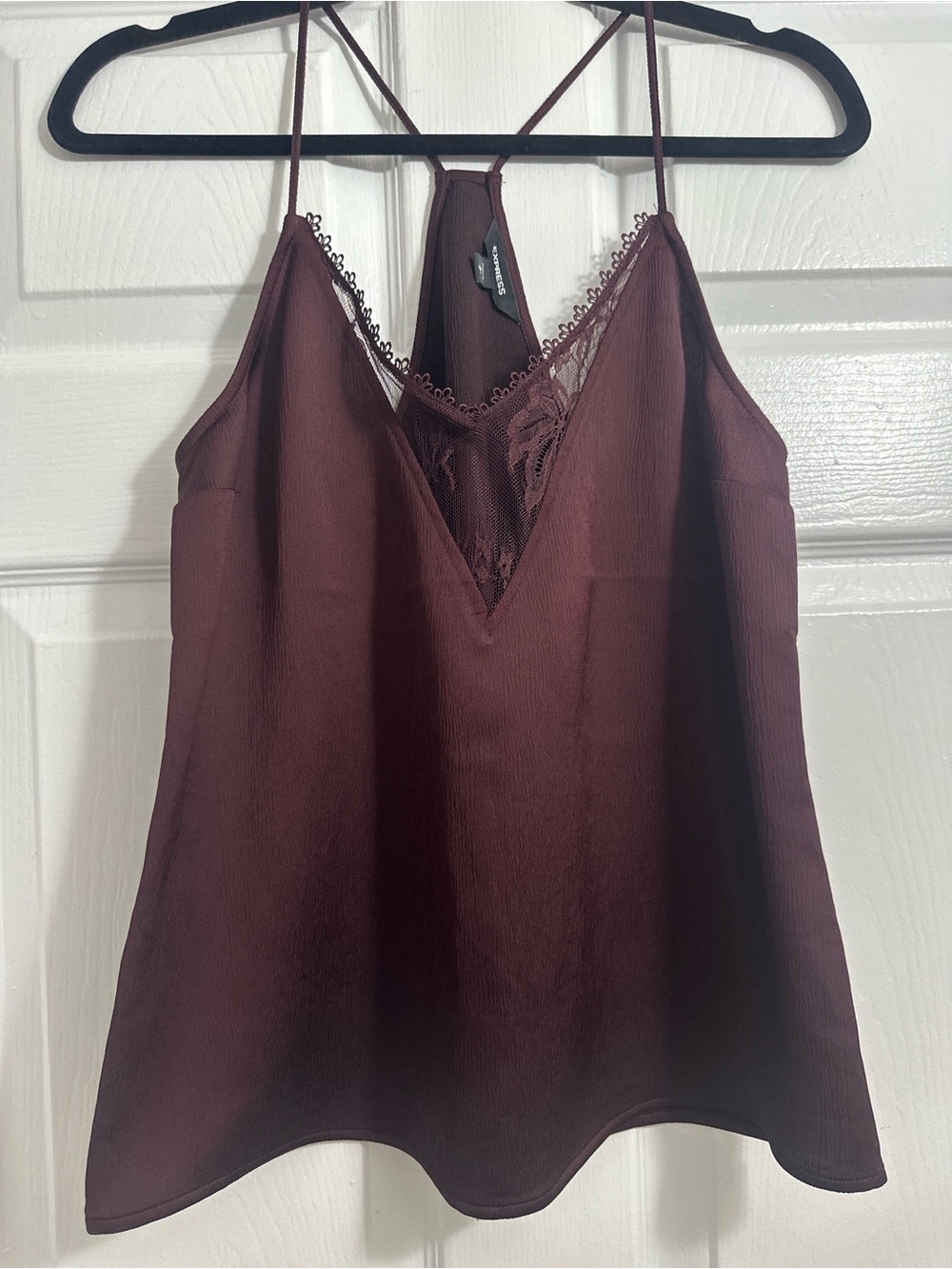 Express Burgundy Lace Racerback Camisole